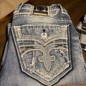 Men's Rock Revival Blue Boot Cut Jeans